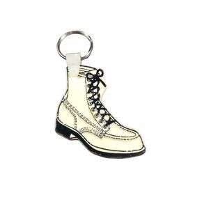 White Work Boot Keychain Hard Plastic